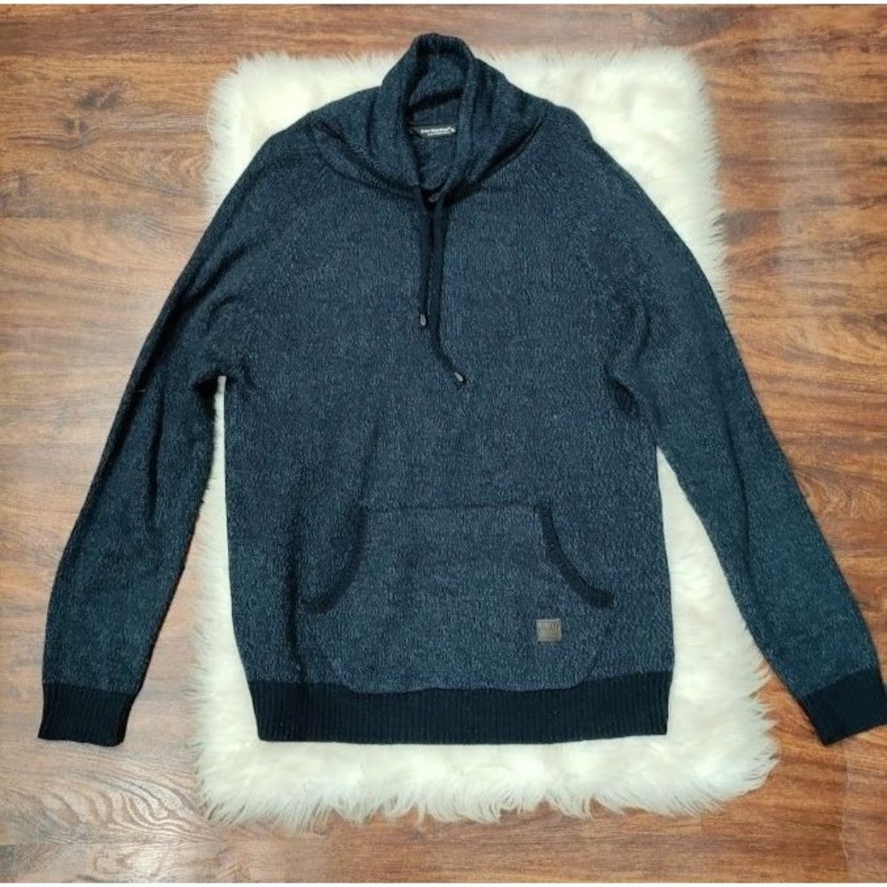 Cedar Wood State Long Sleeve Ribbed Pullover Drawstring Hooded Blue Mens Size XL